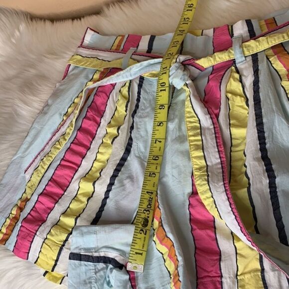 J. Crew Paper Bag Seersucker Stripe Ribbon Shorts Size 10 - Picture 10 of 14